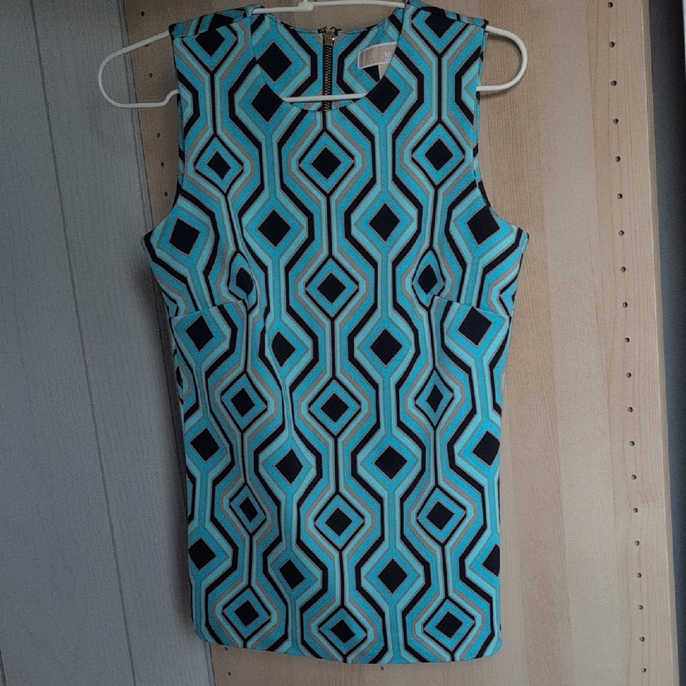 Michael Kors Blue Geometric Tank Top